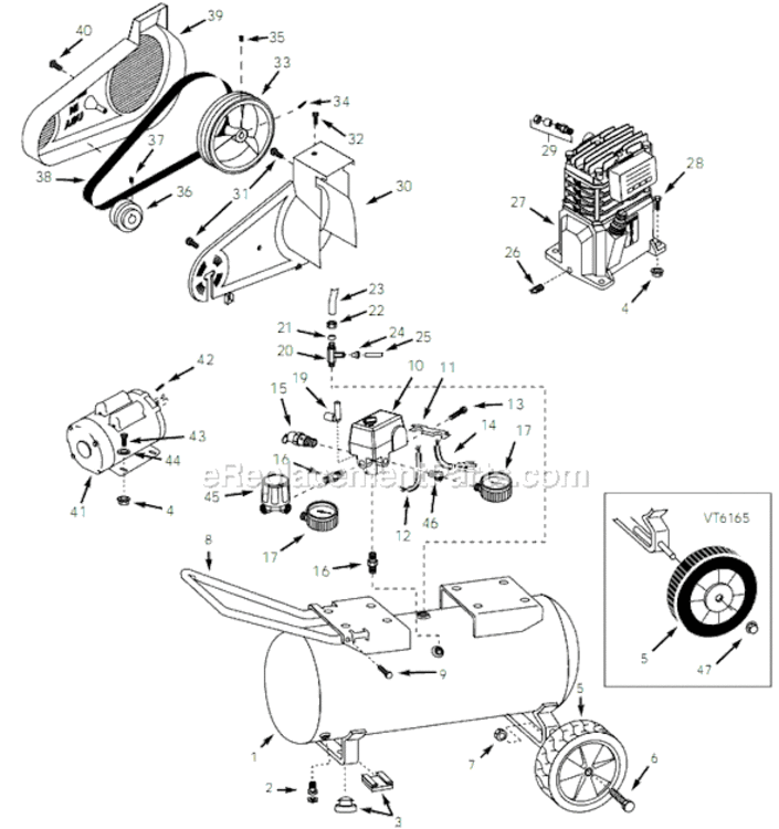 Page A Diagram and Parts List for VT623503 2001 Campbell Hausfeld Compressor
